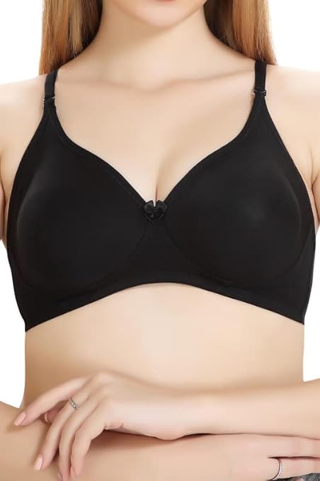 Deevaz Combo of 3 Padded Women's Cotton Rich Medium Coverage Wired Push-Up  Bra In Multi-colour.