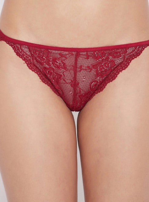 Deevaz Free Size Non-padded Bralette & Panty Lingerie Set in Red