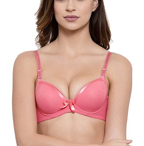 Deevaz Non-Wired Padded Full Coverage Bra In Pink Colour with lace