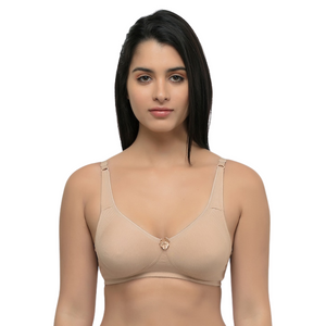 Deevaz Cotton Full Coverage Non-Padded Non Wired Bra Seamless Cup In Beige Color.