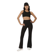 Load image into Gallery viewer, Deevaz Women Groove-In High Waist Cotton Spandex Flared Pants In Black Color.