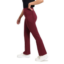 Load image into Gallery viewer, Deevaz Women Groove-in High Waist Cotton Spandex Flared Pants In Red Color.