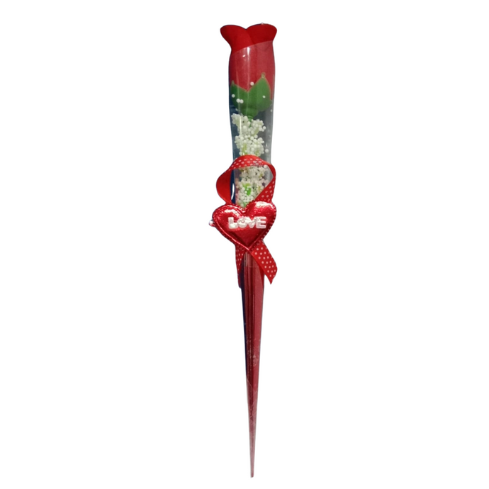 Deevaz Valentines Special Red Rose Flowers for Lovers Single Wrapped in plastic Cover (Pack of 1)