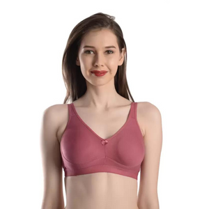 Deevaz Cotton Full Coverage Non-Padded Non Wired Bra Seamless Cup In Mauve Color.