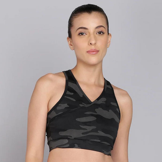 Deevaz Full Coverage Non Padded Sports Bra In (Printed Bluish ) –