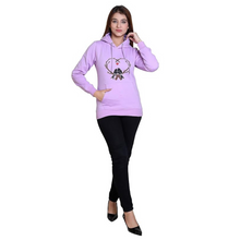 Load image into Gallery viewer, Women Hoodie Printed Fleece Sweatshirt for Winter wear in Purple Color