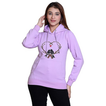 Load image into Gallery viewer, Women Hoodie Printed Fleece Sweatshirt for Winter wear in Purple Color