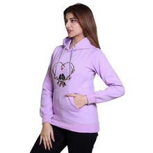 Load image into Gallery viewer, Women Hoodie Printed Fleece Sweatshirt for Winter wear in Purple Color