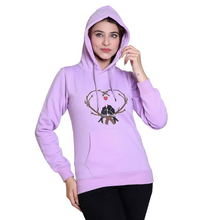 Load image into Gallery viewer, Women Hoodie Printed Fleece Sweatshirt for Winter wear in Purple Color