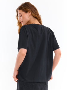 Deevaz Basic Oversized Boyfriend Cotton T-shirts In Black Color