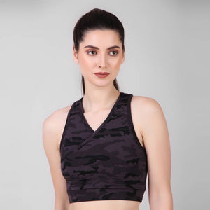 Deevaz Combo Of 2 Full Coverage Non Padded Sports Bra In (Printed Black & Grey)