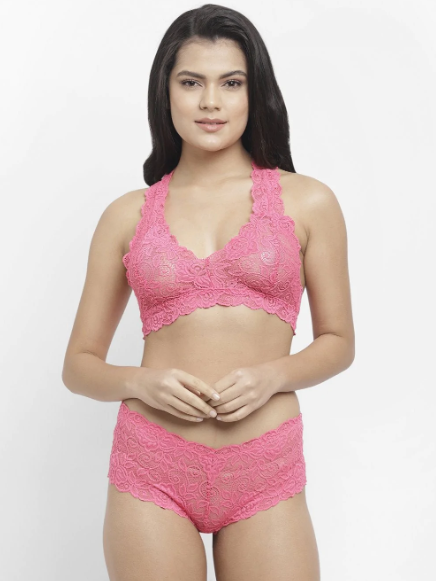 Buy Deevaz Combo of 2 Non-Wired Padded Full Coverage Bra in Pink & Yellow  Colour with lace Detailing. (32B) at