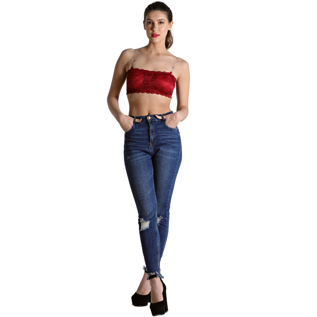 GARMONY Crop Top Style Padded Lace Tube Bra/Bralettle with Detachable  Multi-Way Straps at Rs 63/piece, New Delhi