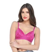 Load image into Gallery viewer, Deevaz Combo of 2 Non-Wired Padded Full Coverage Bra In Pink &amp; Yellow Colour with lace detailing.