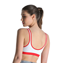 Load image into Gallery viewer, Deevaz Non-Padded Cotton Rich Sports Bra In Red Melange Colour Detailing.