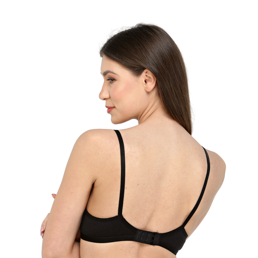 Deevaz Spacer Cup Non-Padded Non-Wired Full Coverage Bra in Black Colo –