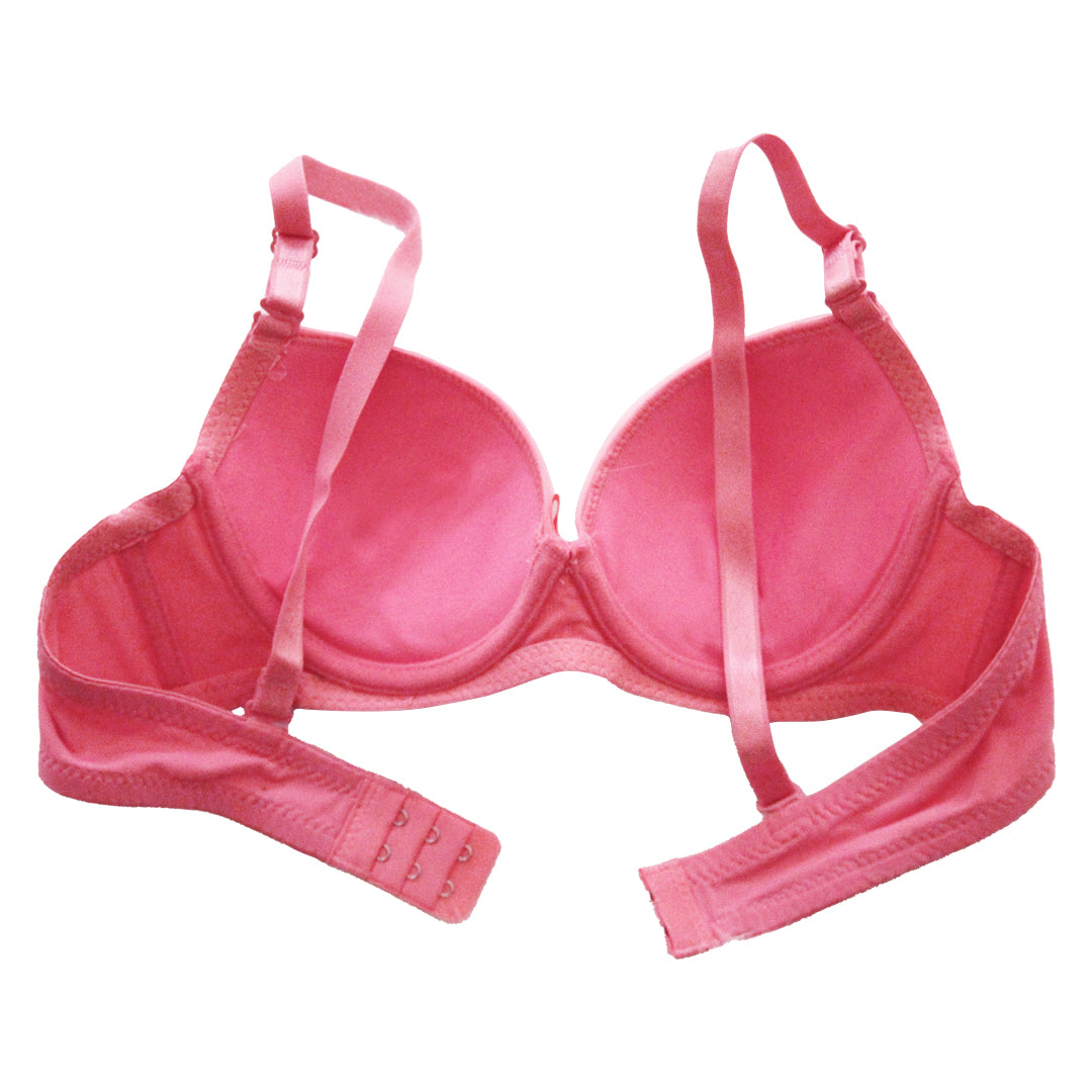 Deevaz Non-Wired Padded Full Coverage Bra In Pink Colour with lace det –